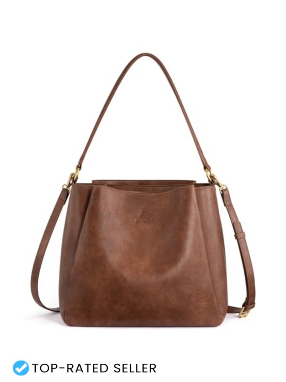 Vegan Leather Hobo Bag with Triple Compartments & Crossbody Strap